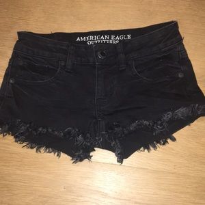 American Eagle super low shortie black shorts